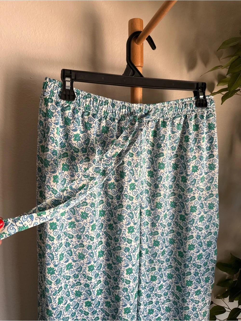 J.Crew Blue Boho Patterned Pull On High Rise Wide Leg Silk Pants Size Medium